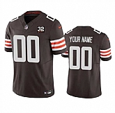 Men's Cleveland Browns Active Player Custom Brown 2023 F.U.S.E. With Jim Brown Memorial Patch Vapor Untouchable Limited Football Stitched Jersey,baseball caps,new era cap wholesale,wholesale hats